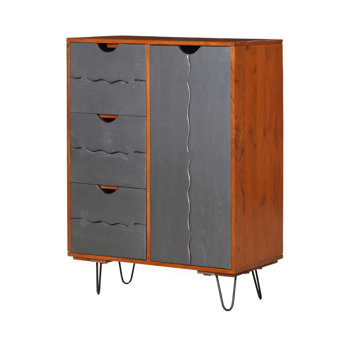 Vexlore Modern Solid Wood Storage Cabinet Acacia – isometric view | Oak & Loom Solid Wood Furniture