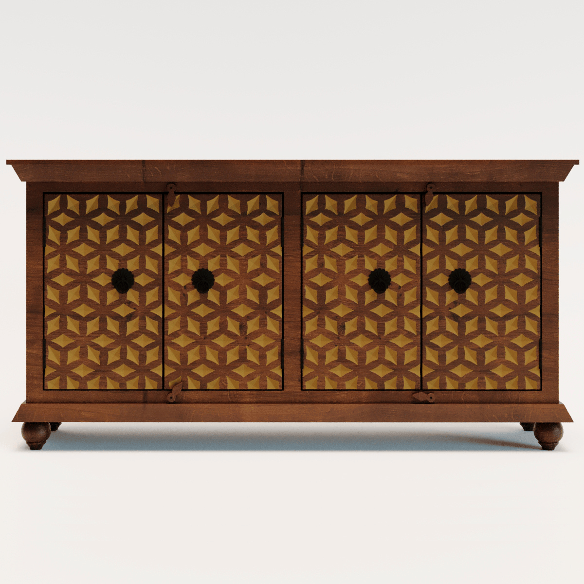 Vernado Rustic Wood 4-Door Sideboard