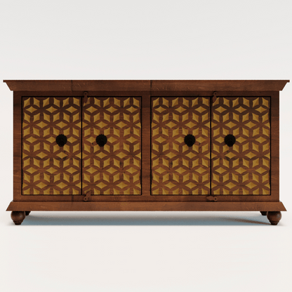 Vernado Rustic Wood 4-Door Sideboard