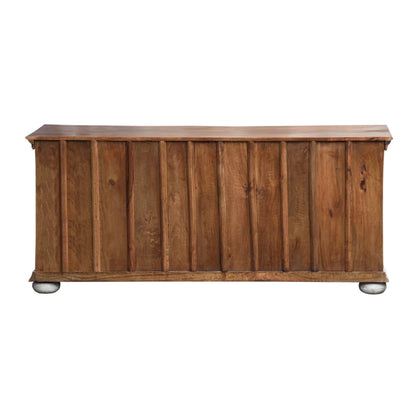 Alpena Rustic Ornate Carved Distressed Wooden TV Cabinet