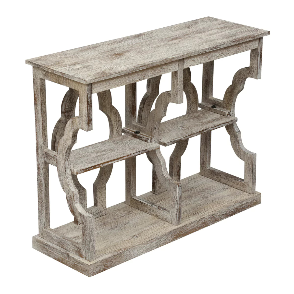 Astoria Rustic Vintage Open Console Table in Distressed Finish