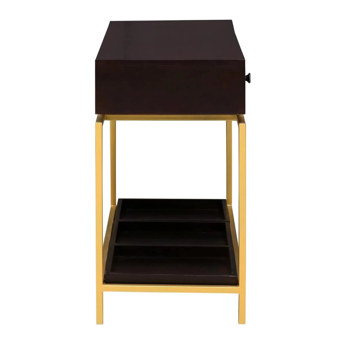 Beverly Grove Modern Black and Gold Console Table with 3 Drawers