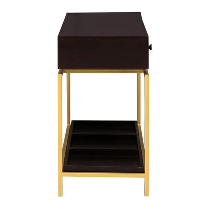 Beverly Grove Modern Black and Gold Console Table with 3 Drawers