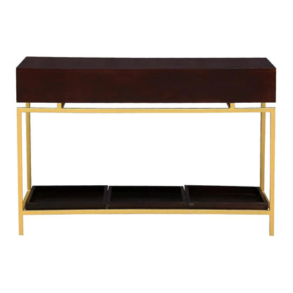 Beverly Grove Modern Black and Gold Console Table with 3 Drawers