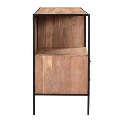 Briventa Rustic Wooden Sideboard with Black Metal Frame - Side View