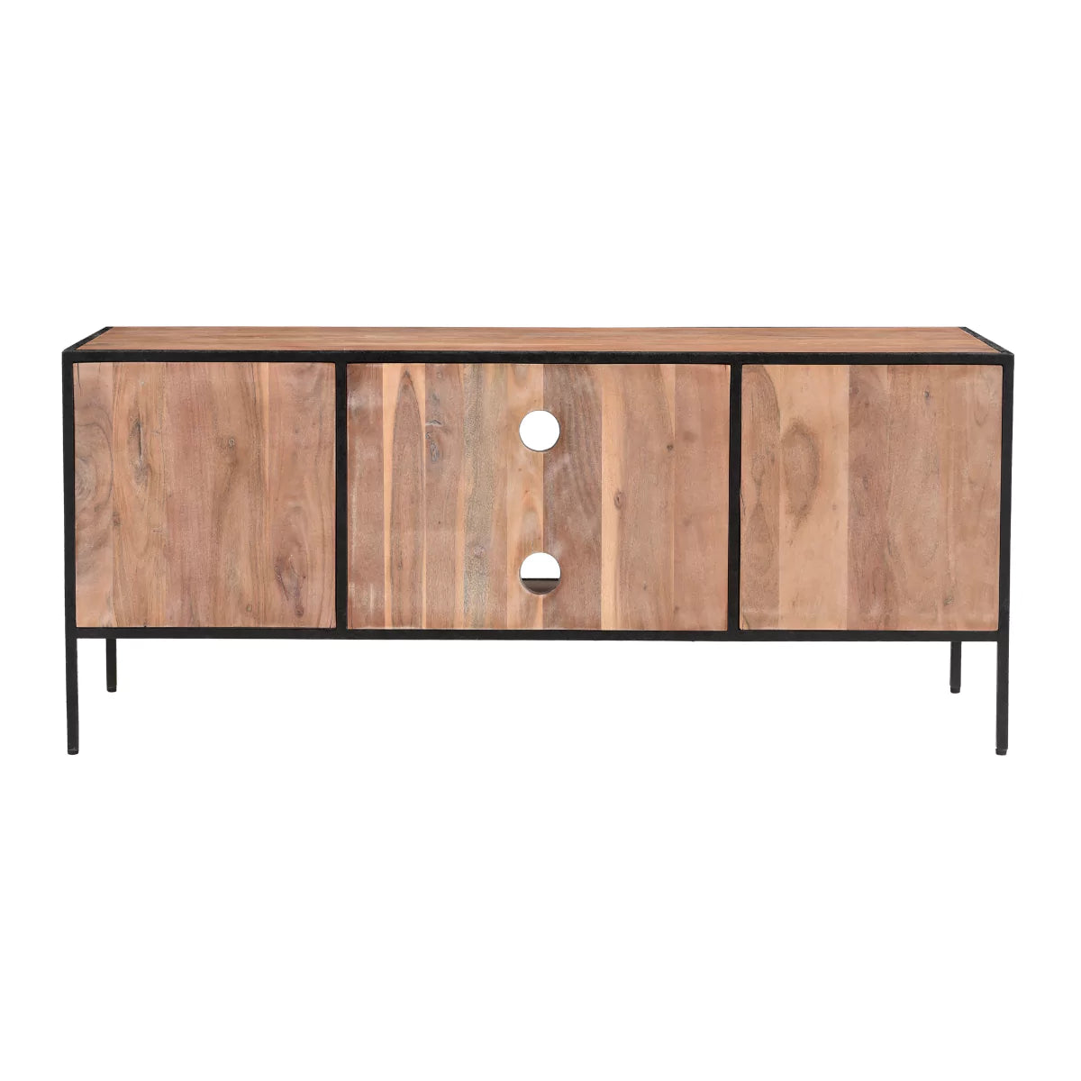 Briventa Solid Wood Rustic TV Unit with Storage - Back View