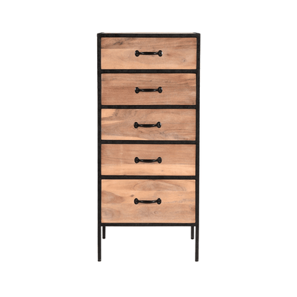 Briventa Rustic Solid Wood Tall 5 Drawer Chest