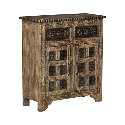Calaveras Traditional Hand Carved Wooden Small Sideboard