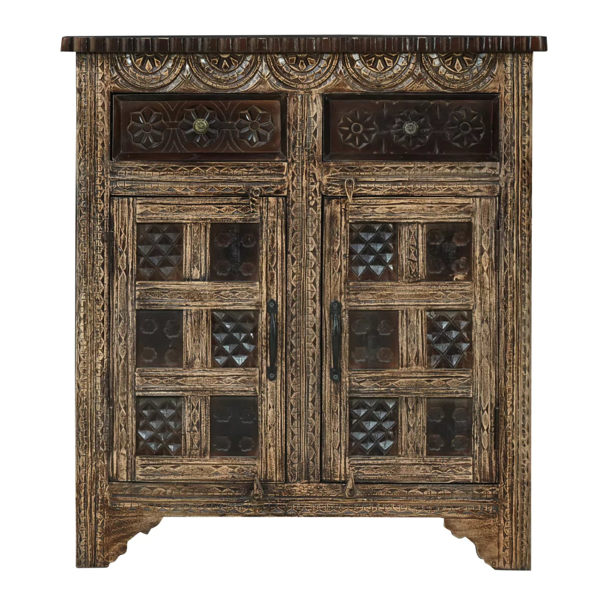 Calaveras Traditional Hand Carved Wooden Small Sideboard