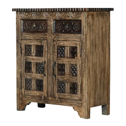 Calaveras Traditional Hand Carved Wooden Small Sideboard
