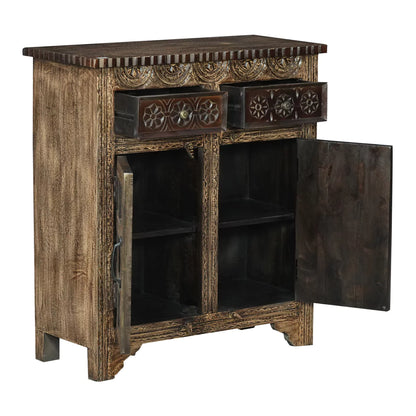 Calaveras Traditional Hand Carved Wooden Small Sideboard