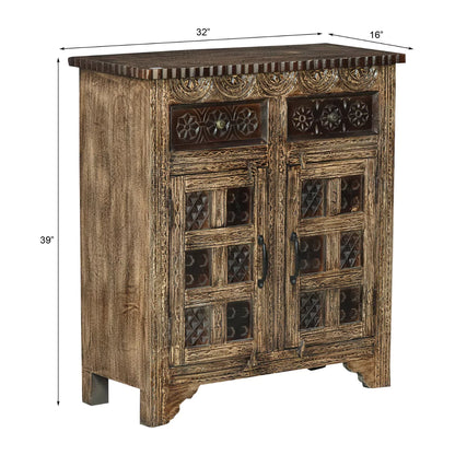 Calaveras Traditional Hand Carved Wooden Small Sideboard