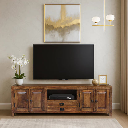 Canyon Large Solid Wood TV Cabinet in Teak Finish