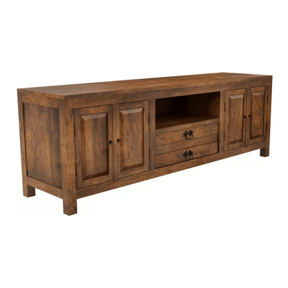 Canyon Rustic Large Solid Wood TV Cabinet in Teak Finish