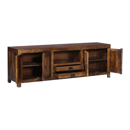 Canyon Rustic Large Solid Wood TV Cabinet in Teak Finish