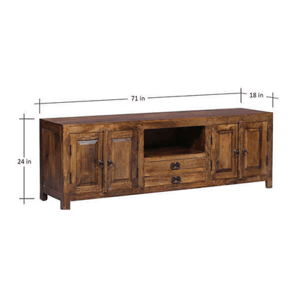 Canyon Rustic Large Solid Wood TV Cabinet in Teak Finish