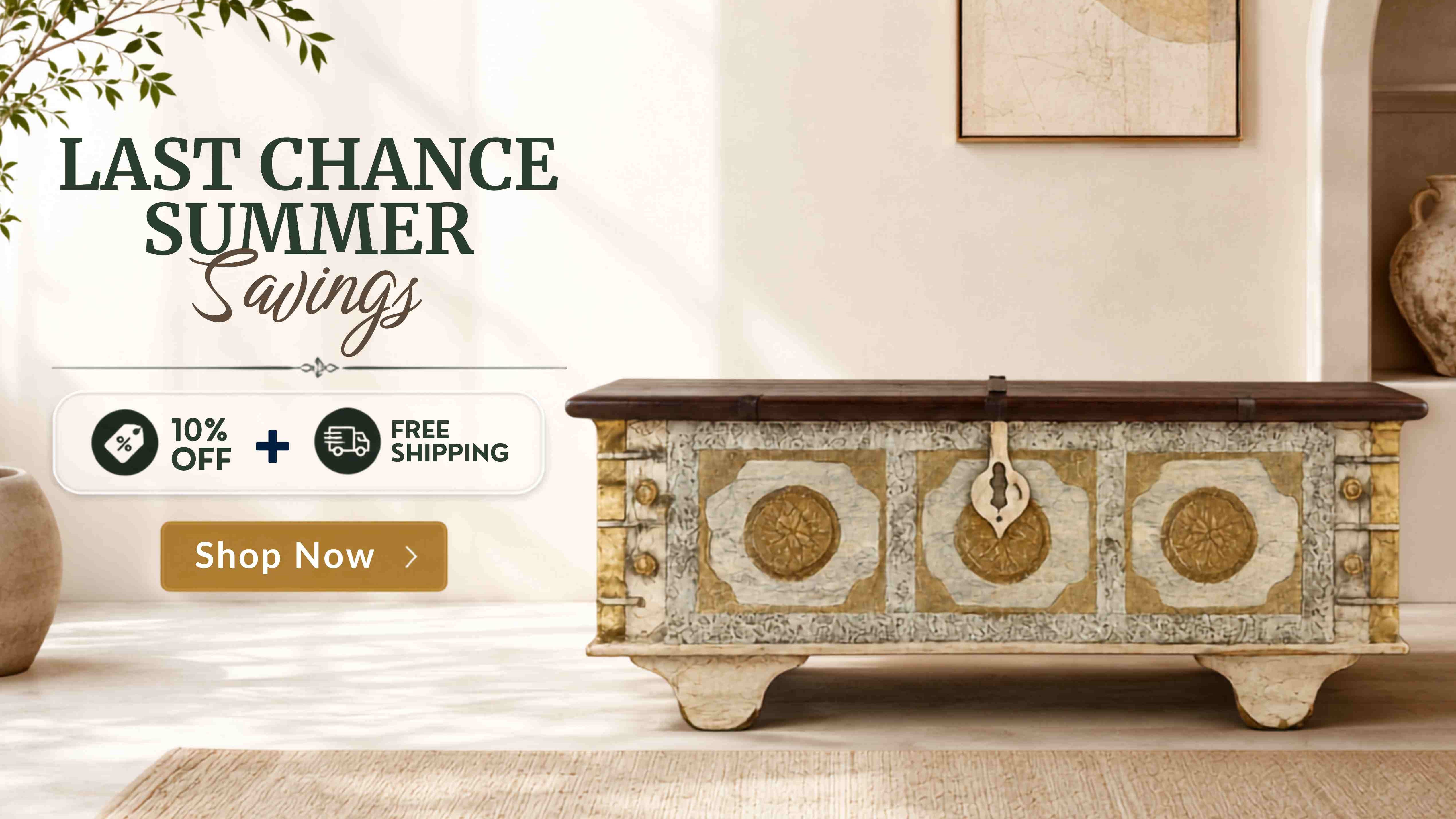 Charleston Vintage Handcrafted Wooden Trunk
