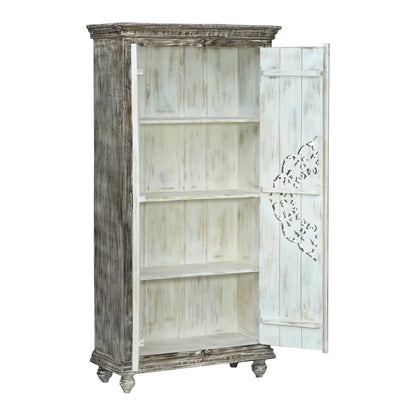 Cimarron Solid Wood Hand-Carved Boho Armoire Cabinet