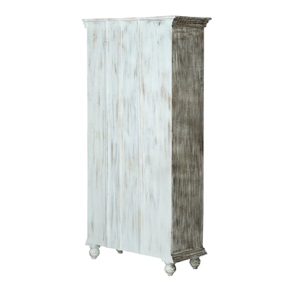 Cimarron Solid Wood Hand-Carved Boho Armoire Cabinet