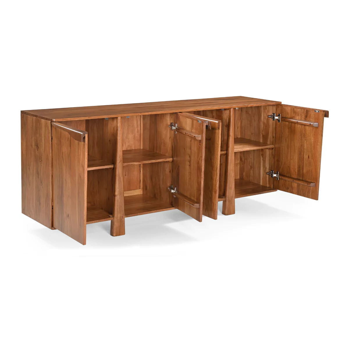 Cirevana Mid-Century 4-Door Large Wooden Sideboard - Open View.webp