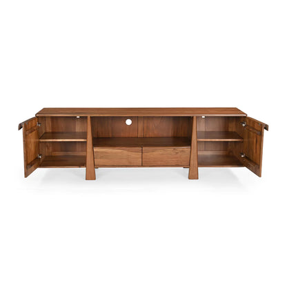 Cirevana Mid-Century Modern Large Wooden TV Stand - Open Doors
