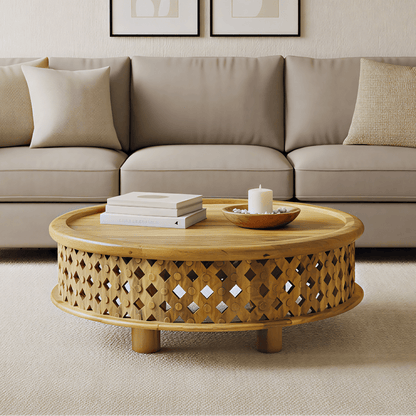 Claremont Solid Wood Round Coffee Table - Oak & Loom