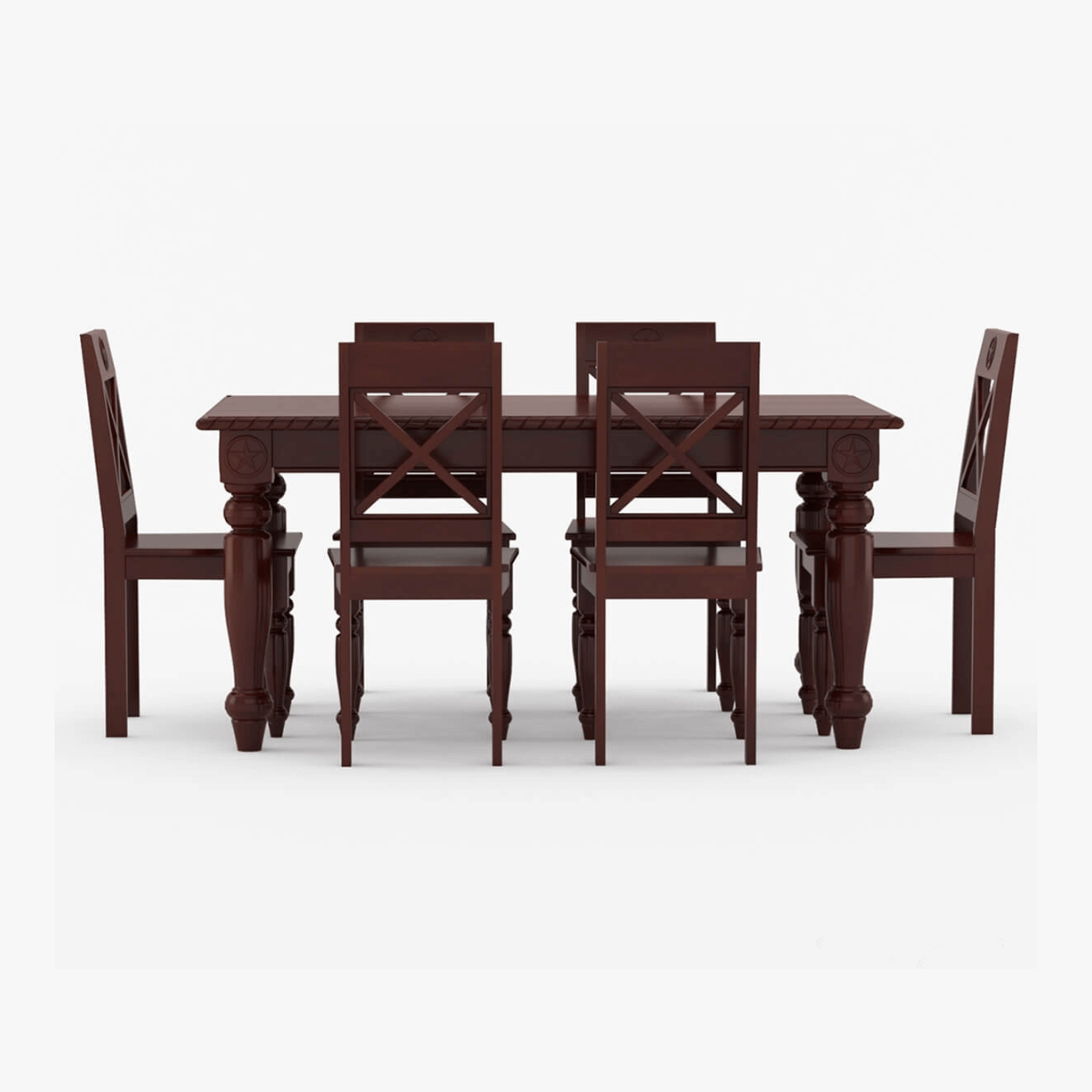 Dalhart Traditional Solid Wood Rectangle Dining Set in Mahogany Finish