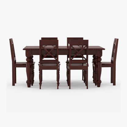 Dalhart Traditional Solid Wood Rectangle Dining Set in Mahogany Finish