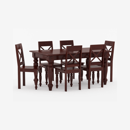 Dalhart Traditional Solid Wood Rectangle Dining Set in Mahogany Finish