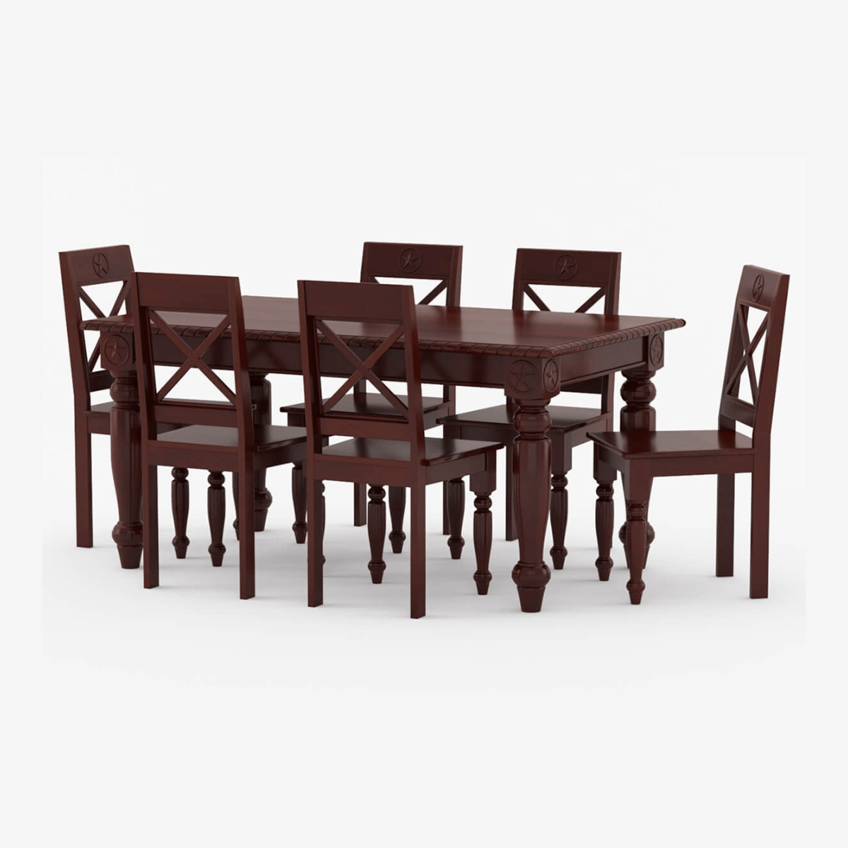 Dalhart Traditional Solid Wood Rectangle Dining Set in Mahogany Finish