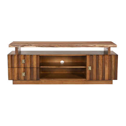 Drevora Modern Solid Wood TV Unit with Storage - Front View