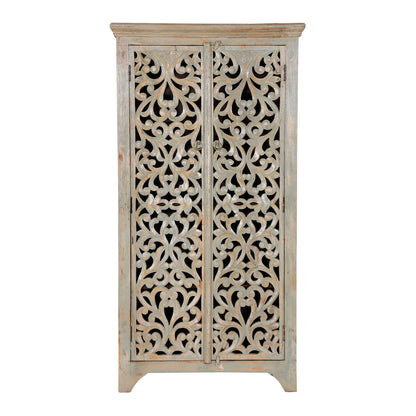 Eldridge Rustic Antique Distressed Hand Carved Solid Wood Armoire