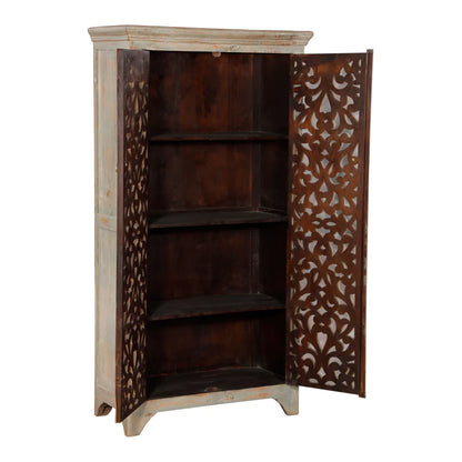 Eldridge Rustic Antique Distressed Hand Carved Solid Wood Armoire