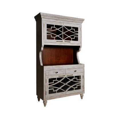Ellenton Vintage Solid Wood Distressed Bar Hutch Cabinet