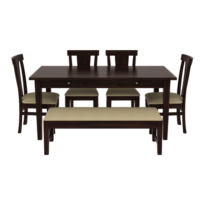 Eudora Solid Wood Storage Dining Table with Chairs and Bench