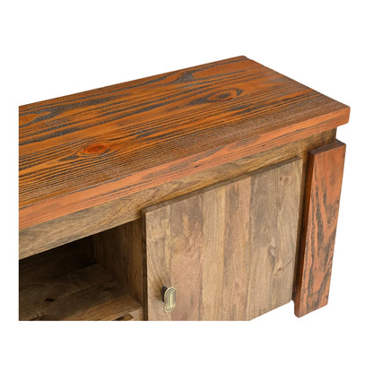 Evorence Traditional Solid Rustic Wood TV Stand - Top Closeup View