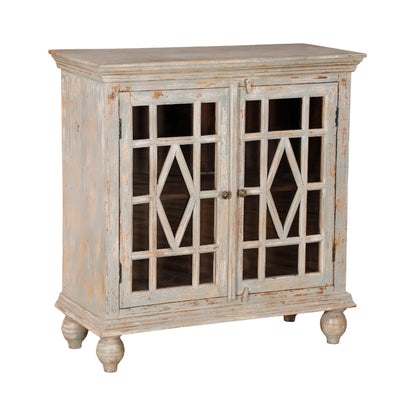 Glenora Rustic Distressed Solid Wood Small Display Cabinet