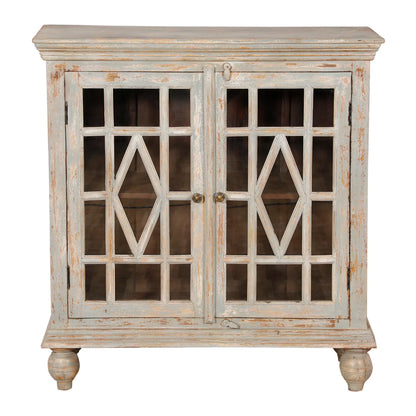 Glenora Rustic Distressed Solid Wood Small Display Cabinet
