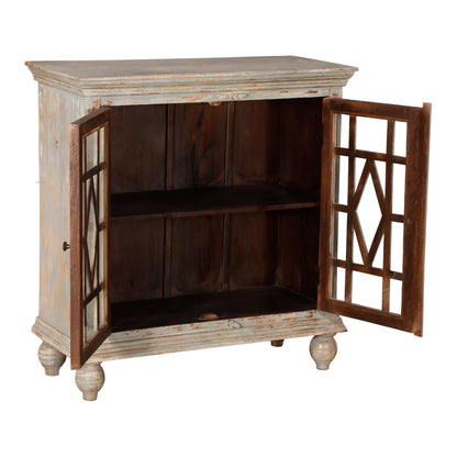 Glenora Rustic Distressed Solid Wood Small Display Cabinet
