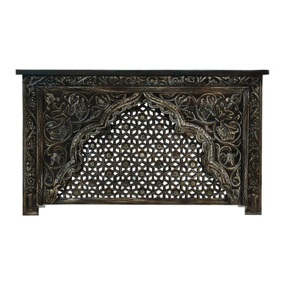 Lexington Two Tone Solid Floral Carved Wood Console Table