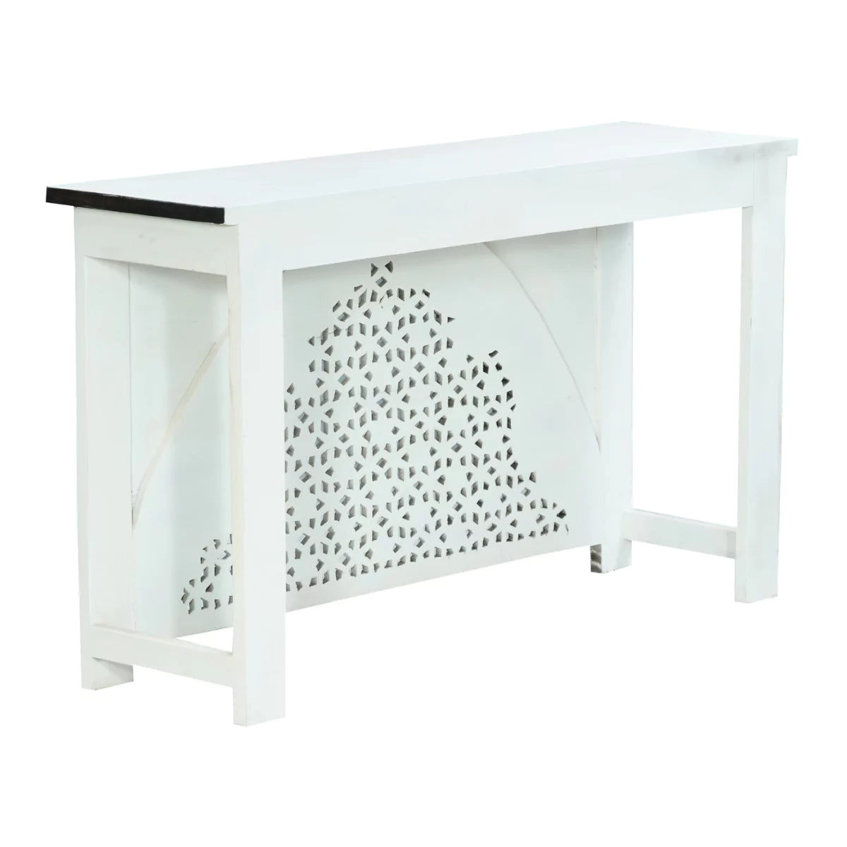 Lexington Two Tone Solid Floral Carved Wood Console Table