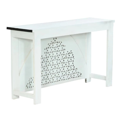 Lexington Two Tone Solid Floral Carved Wood Console Table