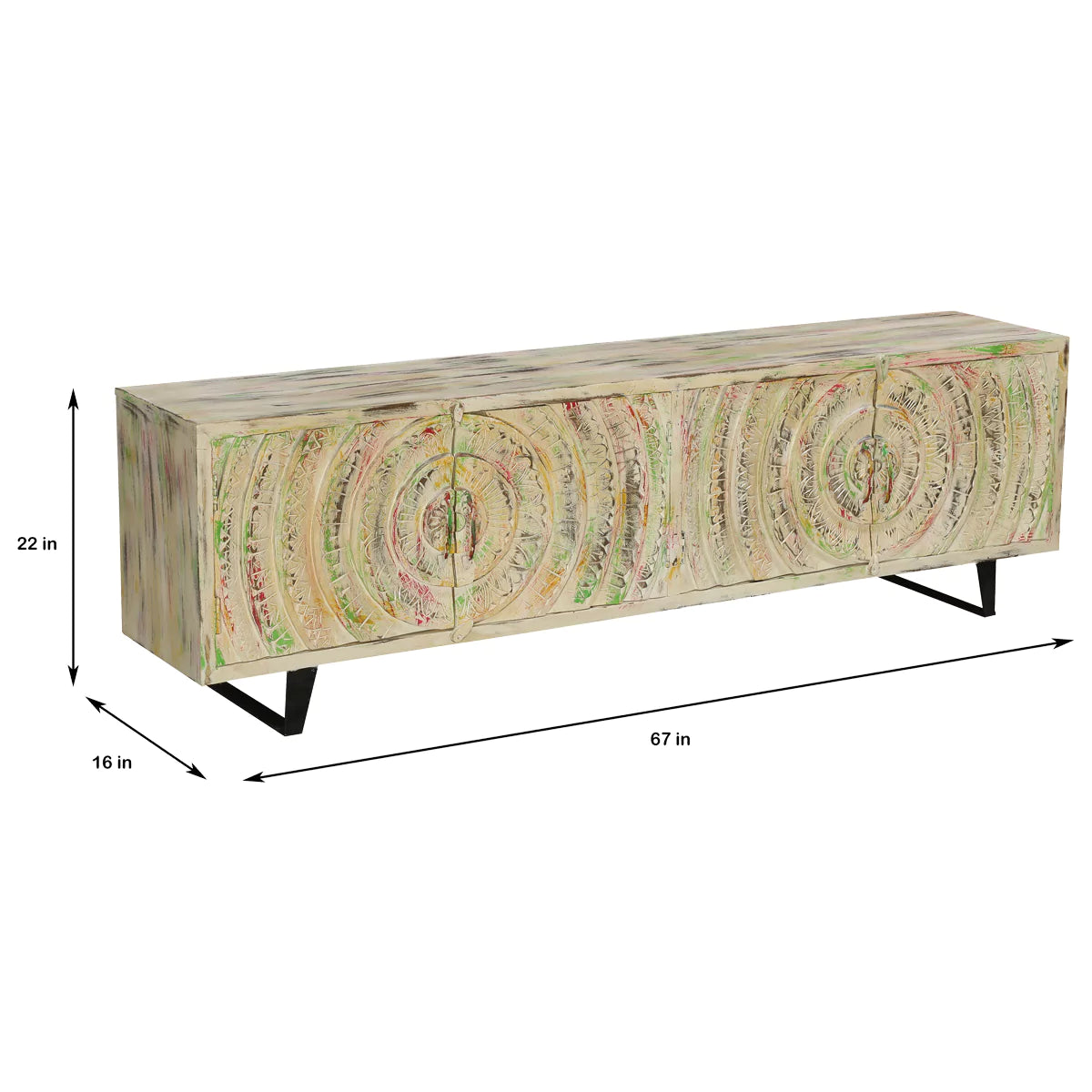 Long Island Two Tone Rustic Handcarved Media Console