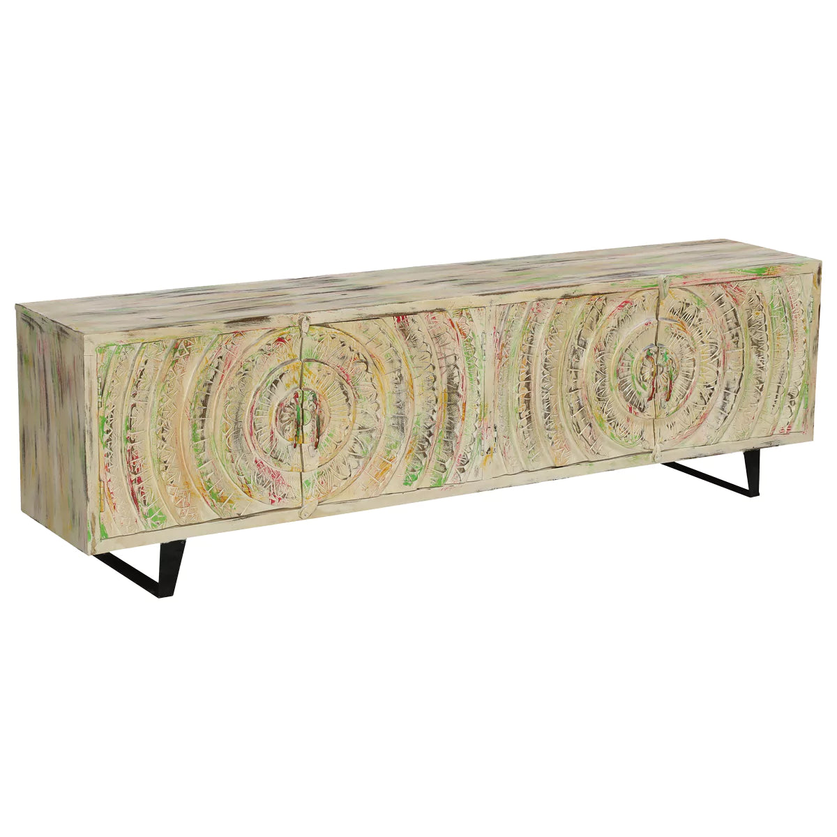Long Island Two Tone Rustic Handcarved Media Console