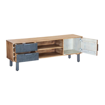 Mirevana Two-Tone Modern Solid Wood TV Stand - Open View