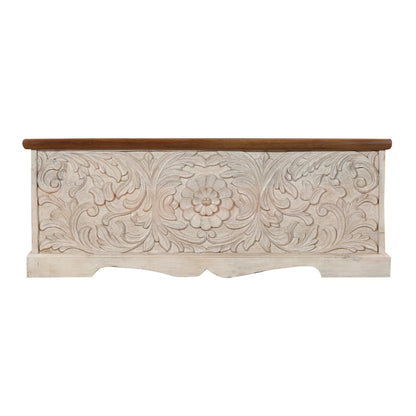 Montara Rustic Hand-Carved Distressed Wooden Storage Trunk