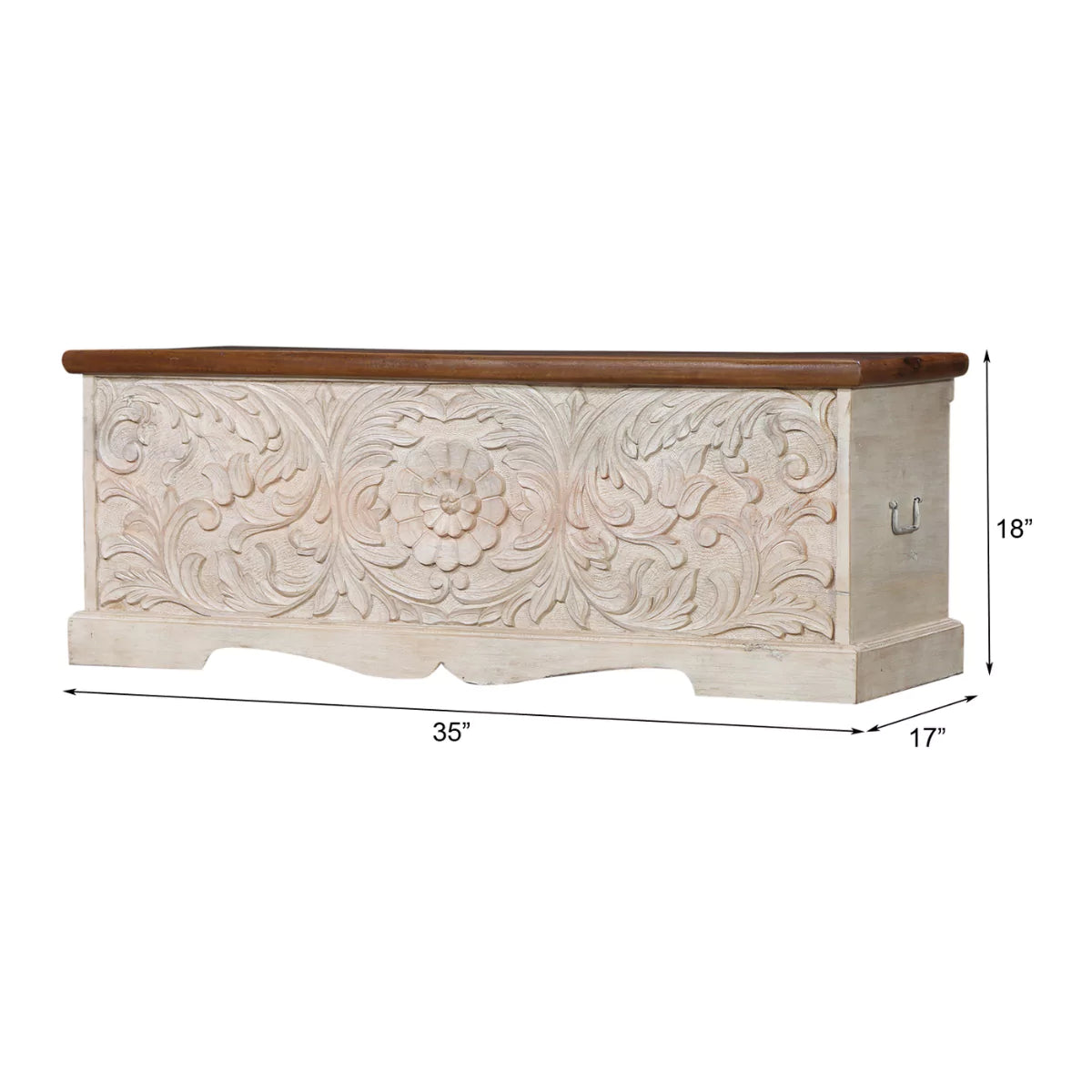 Montara Rustic Hand-Carved Distressed Wooden Storage Trunk