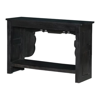 Montrose Rustic Solid Carved Wood Console Table with Shelf