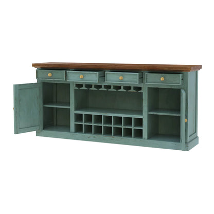 Montverde Rustic Distressed Handcarved Wooden Bar Cabinet