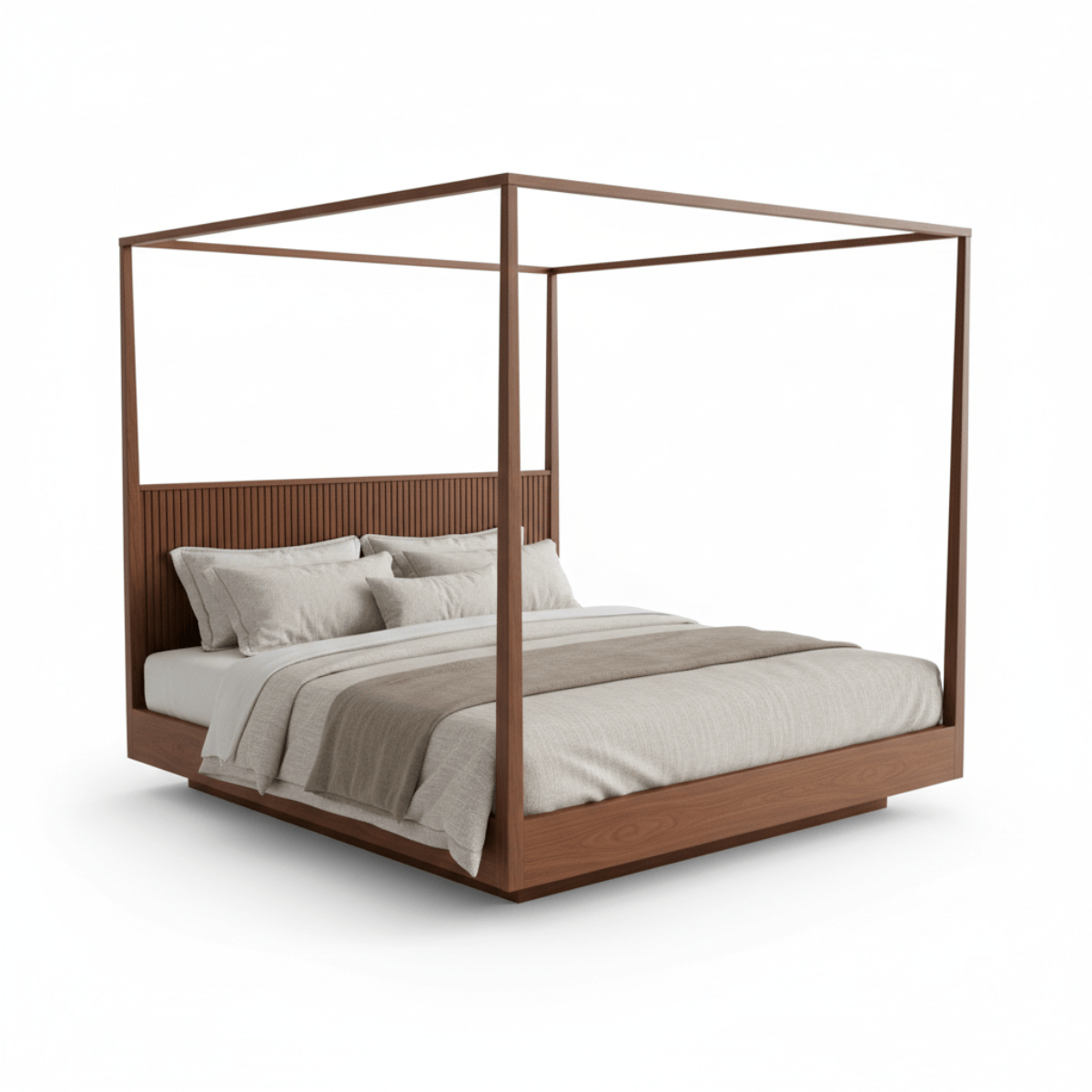 Orvane Low Profile Solid Wood Canopy Bed Frame